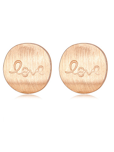 Pendientes de botón de plata de ley 925 con letras redondas simplistas brillantes "amor"