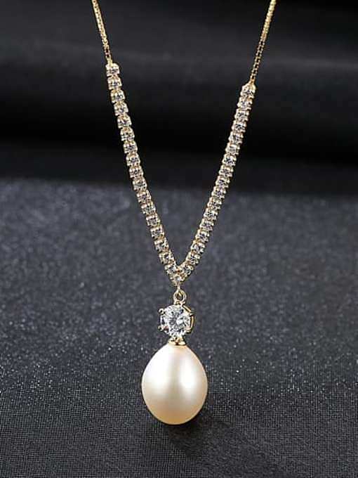 Collar de plata de ley S925 con perlas de agua dulce de circón 3A