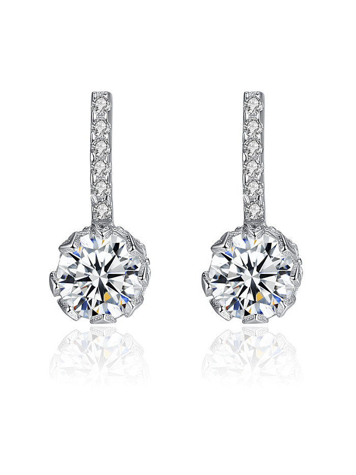925 Sterling Silver With Cubic Zirconia Cute Round Stud Earrings