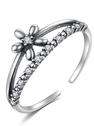 925 Sterling Silber Blume Vintage stapelbarer Ring