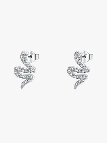 925 Sterling Silver Cubic Zirconia Snake Dainty Stud Earring