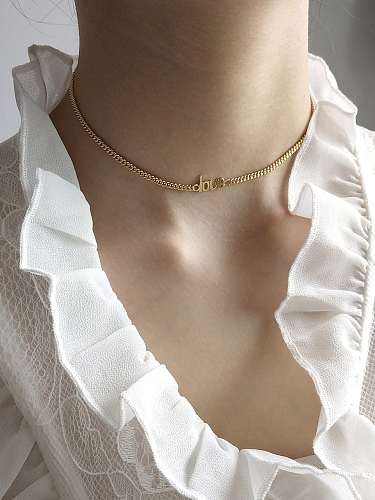 925 Sterling Silver Geometric Vintage Choker Chain Necklace