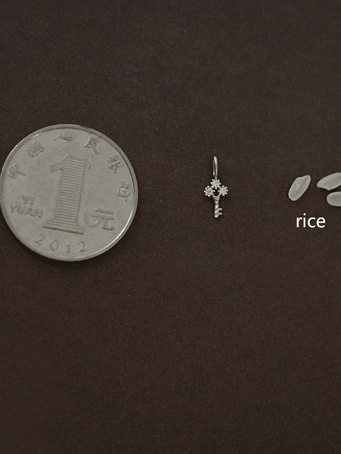 925 Sterling Silver Rhinestone Key Minimalist Necklace