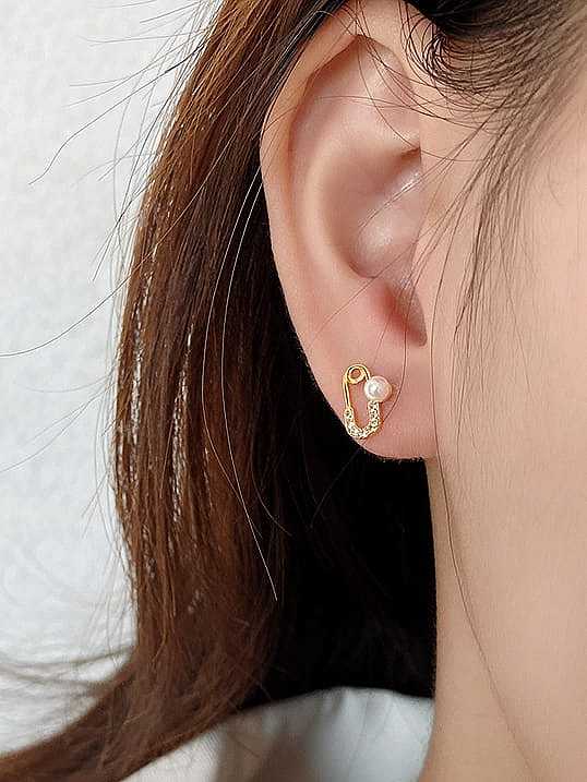 Boucles d'oreilles à tige minimaliste en argent sterling 925 avec strass