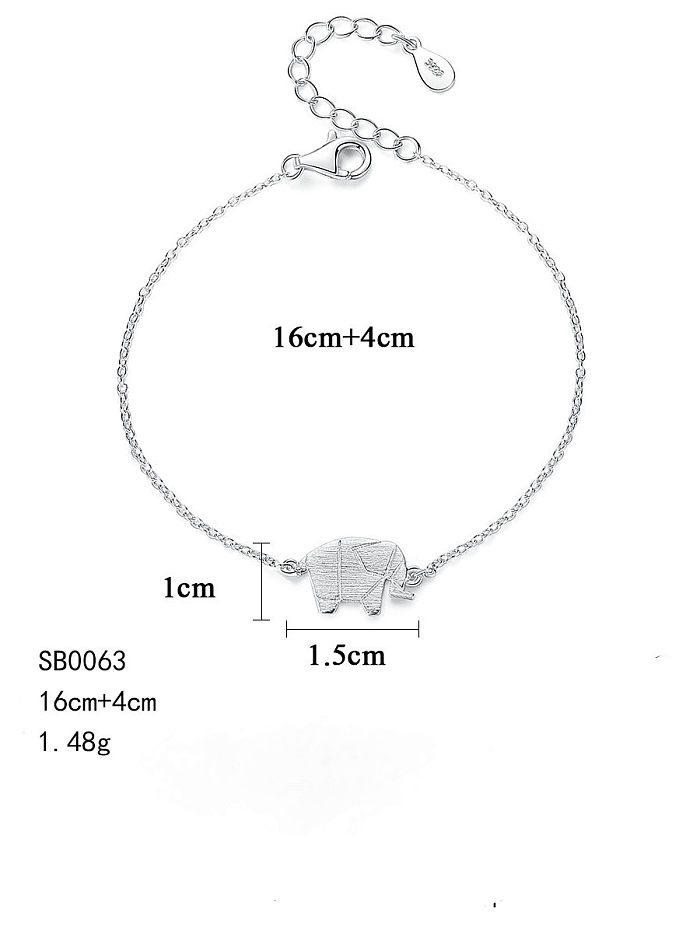 Pulsera de eslabones minimalistas de elefante de plata de ley 925