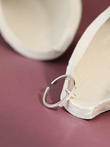 925 Sterling Silver Cross Minimalist Band Ring