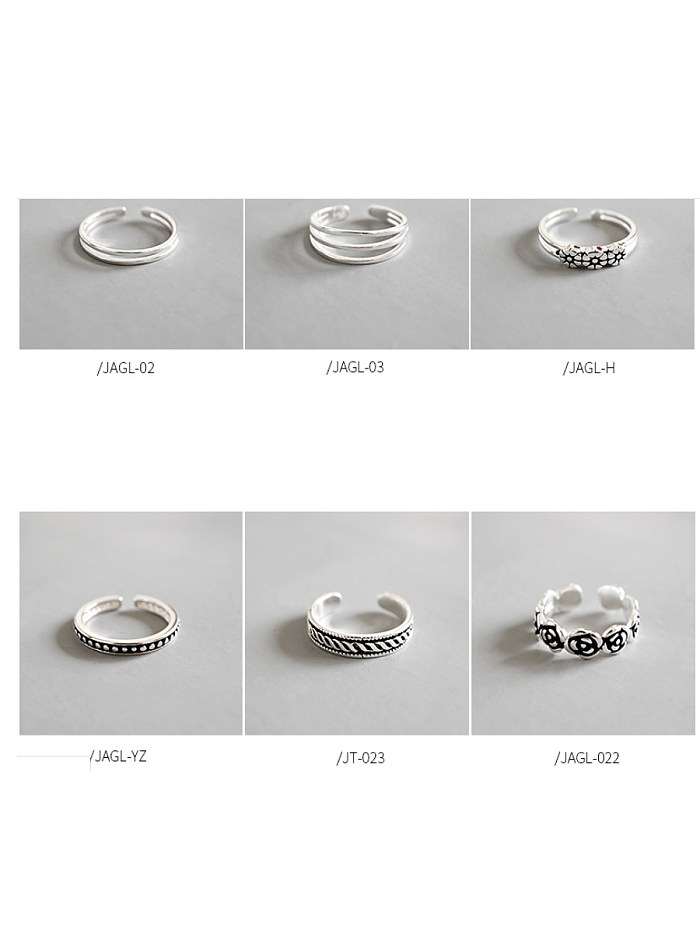 925 Sterling Silver With Antique Silver Plated Vintage Flower Rings