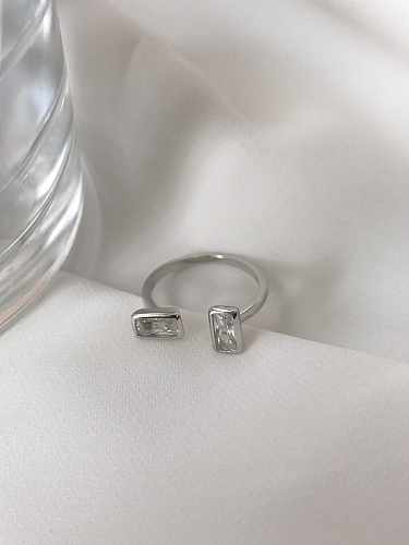 925 Sterling Silber Cubic Zirkonia Weiß Geometric Trend Solitaire Ring