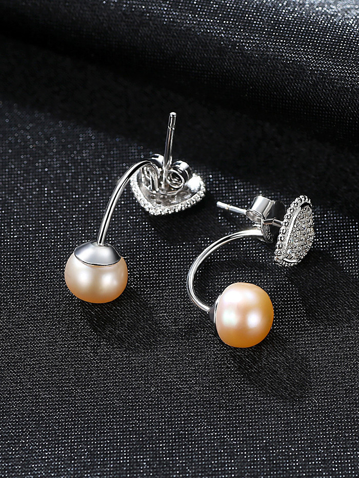 Boucles d'oreilles en argent sterling avec zircons AAA et perles naturelles