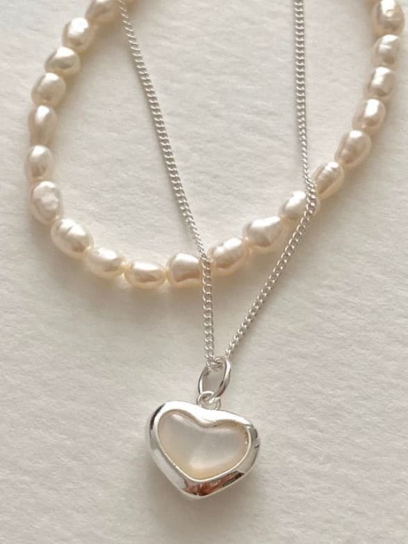 925 Sterling Silver Vintage Smotth Heart Pendant Necklace