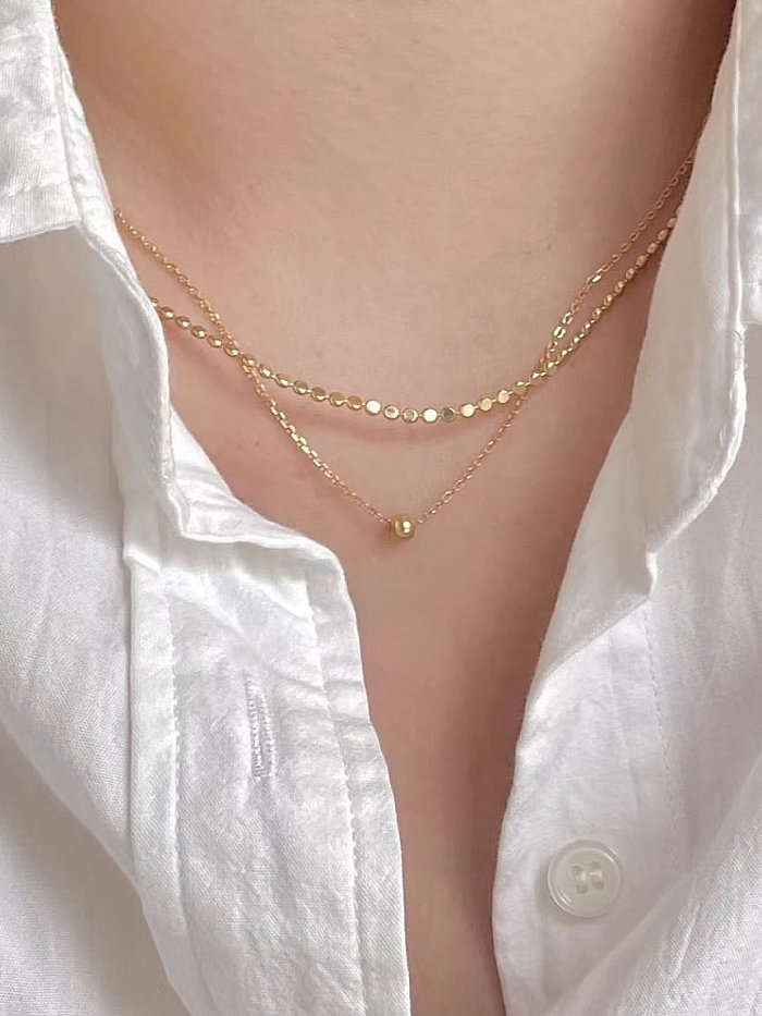 Collier multi-rangs minimaliste en perles d'argent sterling 925
