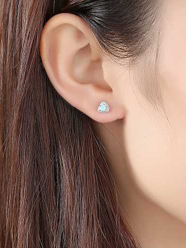 925 Sterling Silver Minimalis Cubic Zirconia Trianglet Stud Earring