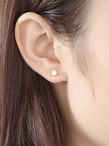 Sterling Silver Color opal Mini studs earring