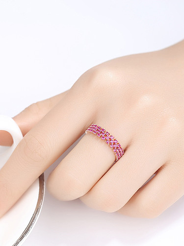 925 Sterling Silver With Cubic Zirconia Simplistic Multiple rows Band Rings