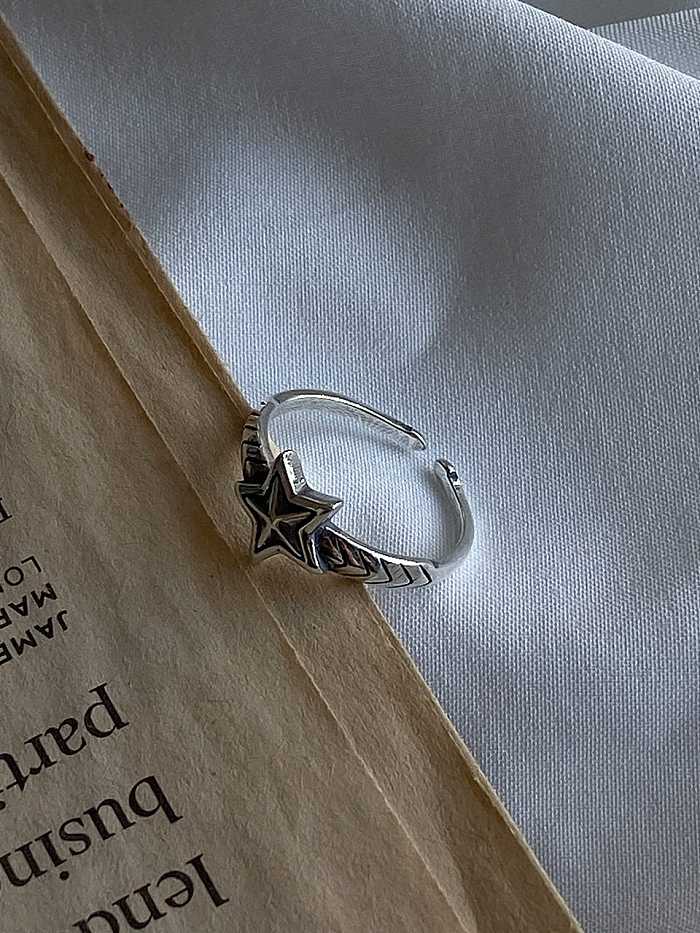 925 Sterling Silver Star Minimalist Free Size Midi Ring