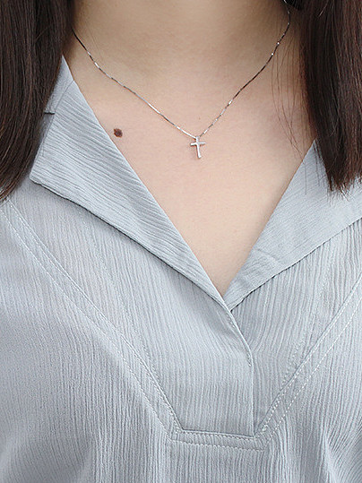 Sterling Silver minimalist Mini Cross Necklace