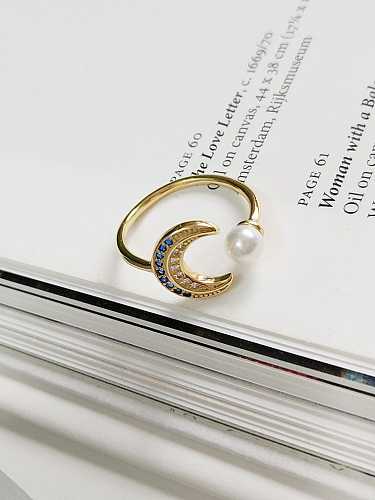 925 Sterling Silver Cubic Zirconia Blue Moon Cute Midi Ring