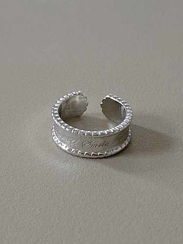 925 Sterling Silber Minimalistischer Ring mit englischen Buchstaben in freier Größe