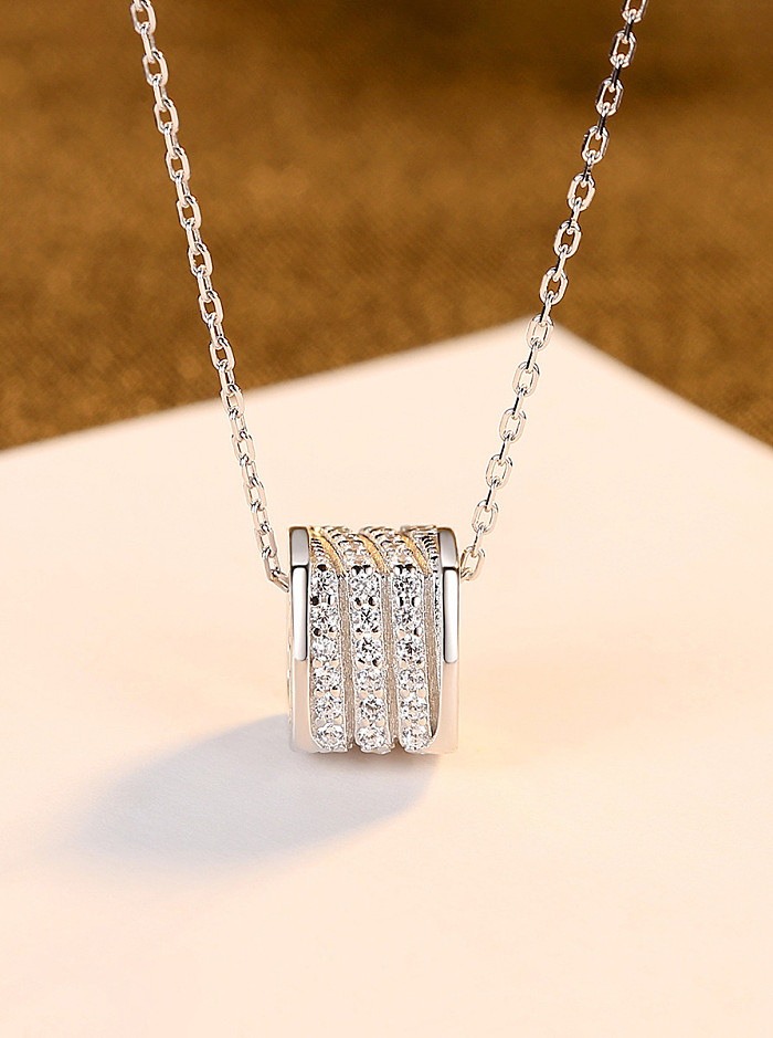 925 Sterling Silver With Platinum Plated Simplistic Geometric Necklaces