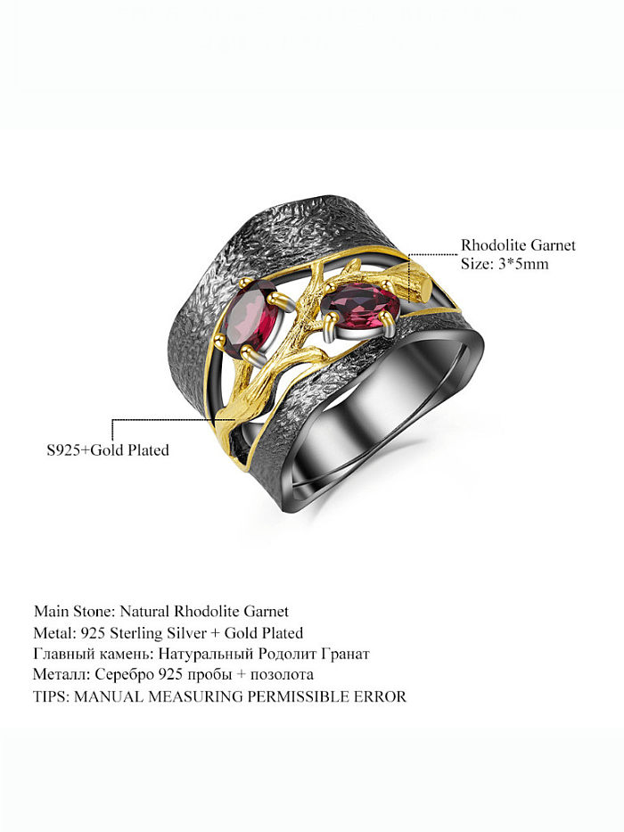 خاتم من الفضة الإسترليني عيار 925 من الحجر الطبيعي بتصميم هندسي عتيق