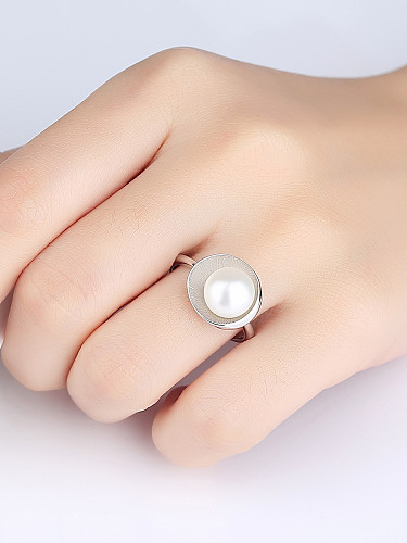 Anel de tamanho livre de pérola natural de prata esterlina 9-9.5 mm