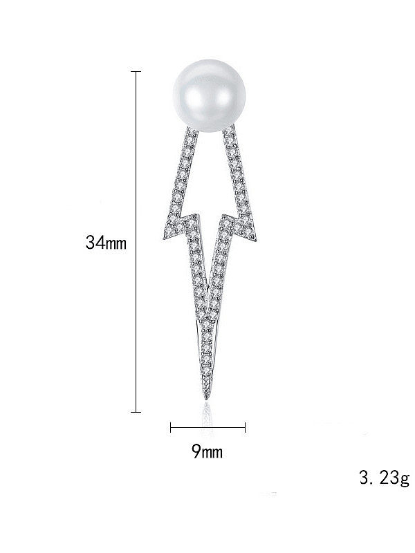 Boucle d'oreille goutte classique géométrique en argent sterling 925 avec perle d'eau douce