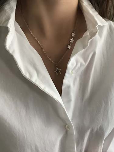 925 Sterling Silber Einfacher Sternanhänger Halskette