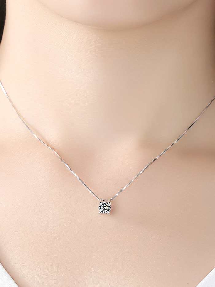 925 Sterling Silver Fashion Simple Micro Inlay 3A Zircon Necklace