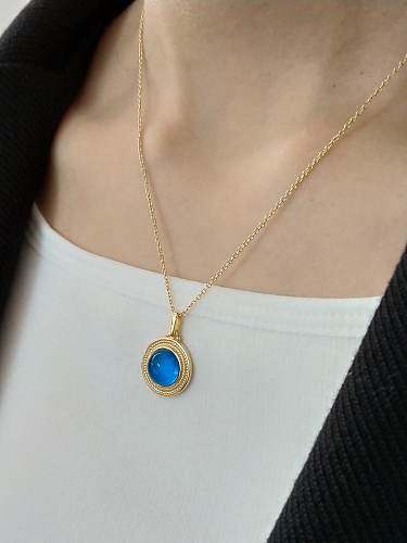 Colar de cristal azul de prata esterlina 925