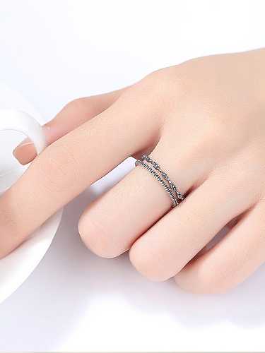 925 Sterling Silver Fashion double deck Vintage Stackable Ring