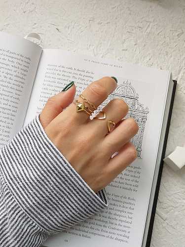 925 Sterling Silber geometrischer minimalistischer stapelbarer Ring in freier Größe