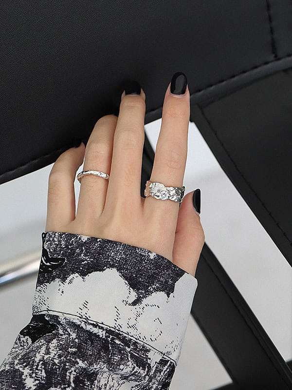 925 Sterling Silver Texture Round Vintage Band Ring