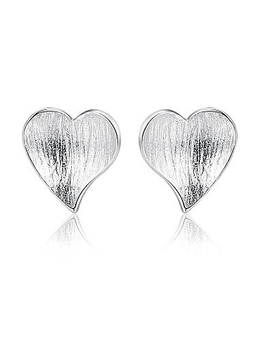 Brincos de prata esterlina 925 com brilhantes simplistas de coração