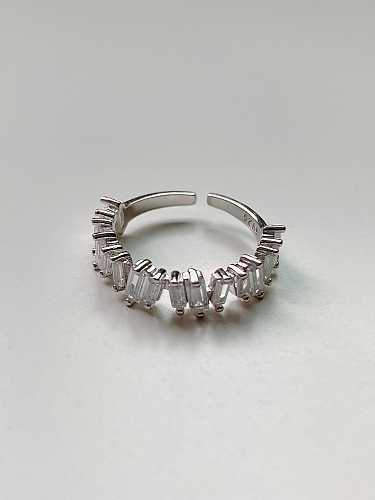 Ring aus 925er Sterlingsilber mit Zirkonia, geometrischer, minimalistischer Ring in freier Größe