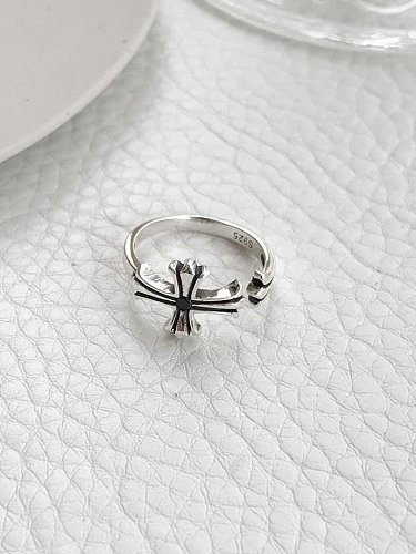 925 Sterling Silver cross Vintage Free Size Ring