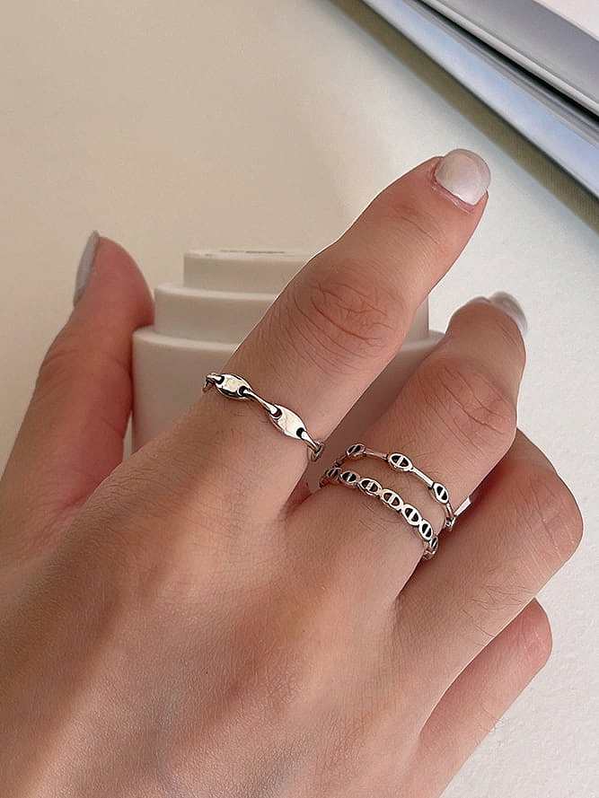 925 Sterling Silver Hollow Irregular Vintage Band Ring