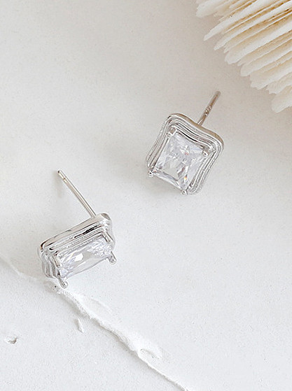 925 Sterling Silver With Gold Plated Simplistic Geometric Stud Earrings