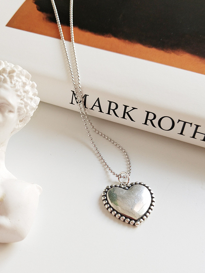 Pure silver retro Love Necklace