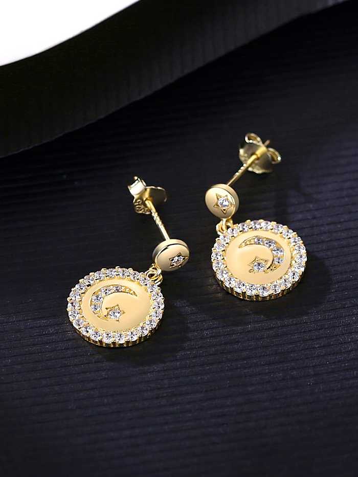 Boucles d'oreilles pendantes minimalistes géométriques avec strass en argent sterling 925