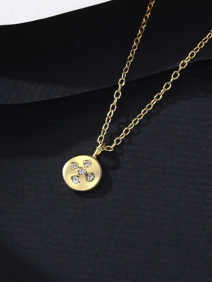 925 Sterling Silber Strass Kreuz Runde minimalistische Halskette