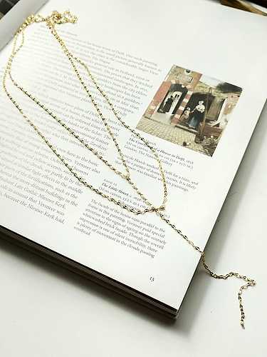 925 Sterling Silver Tassel Minimalist Double Lip Chain Beaded Necklace