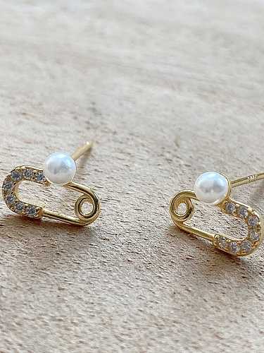 925 Sterling Silver Rhinestone Minimalist Pin Stud Earring