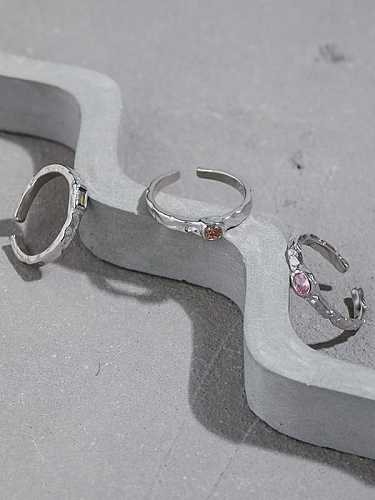 Anel de banda vintage geométrico zircônia cúbica de prata esterlina 925