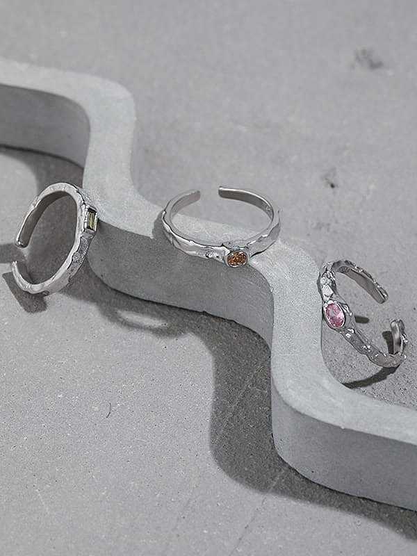 خاتم من الفضة الإسترليني عيار 925 مرصع بحجر الزركونيا بتصميم هندسي عتيق