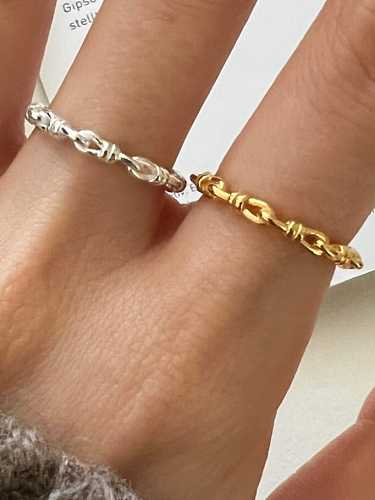 925 Sterling Silver Twist Round Vintage Band Ring