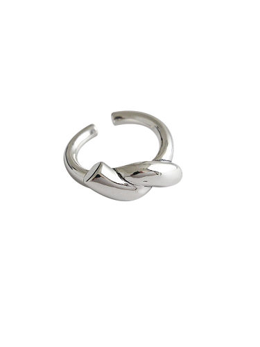 Anéis de prata esterlina 925 com personalidade banhado a platina de tamanho livre irregular