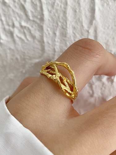 925 Sterling Silver Hollow Irregular Vintage Band Ring