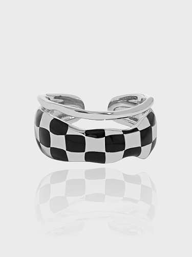 925 Sterling Silber Emaille geometrischer Vintage stapelbarer Ring