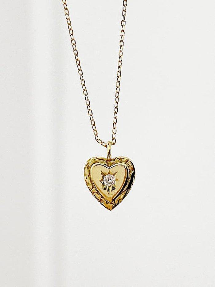 925 Sterling Silber Strass Herz Minimalistische Halskette