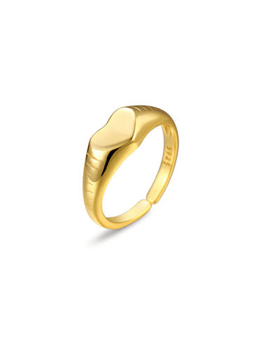 Anéis de prata esterlina 925 com coração simplista banhado a ouro tamanho livre